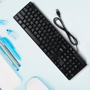 Wired USB 102 Keys, Ergonomic Portable Typewriter Keyboard Home Office, Plug and Play