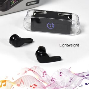 M12 Max Wireless Earbuds, Black Touch Control Bluetooth
